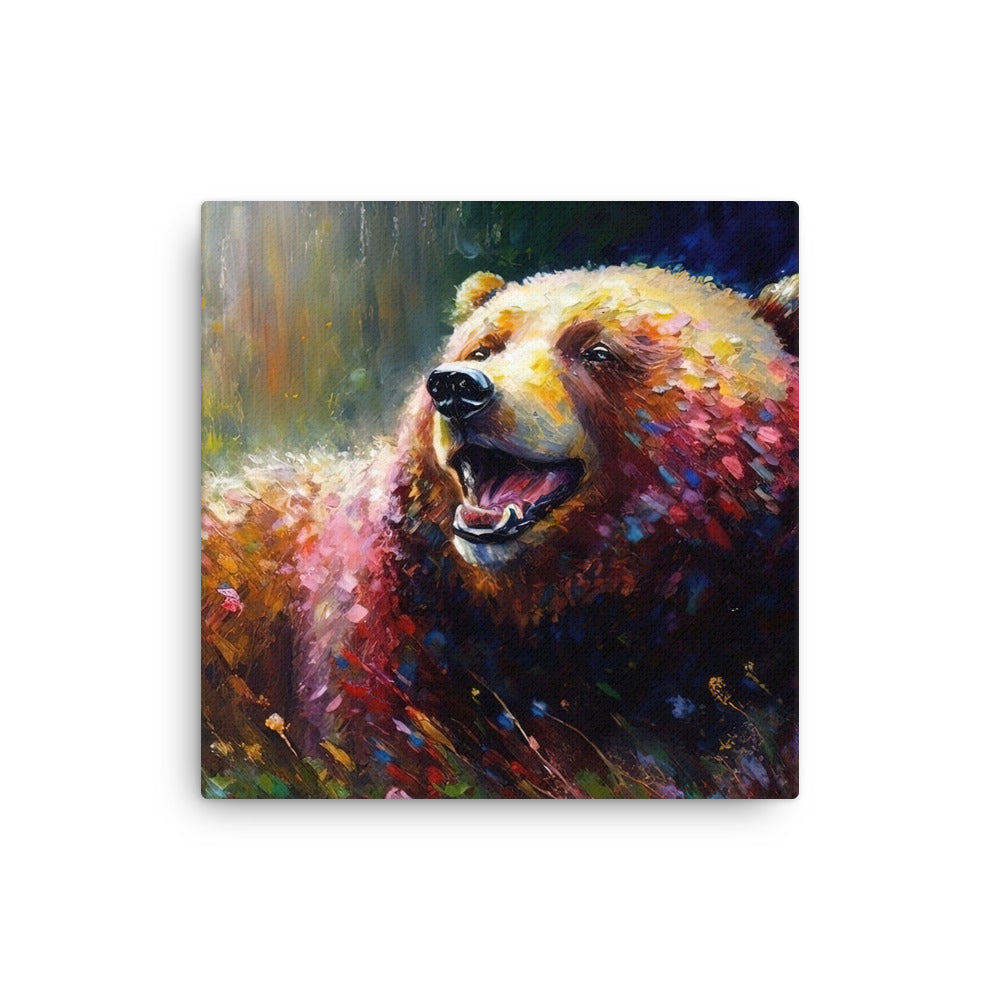 Süßer Bär - Ölmalerei - Dünne Leinwand camping xxx 40.6 x 40.6 cm