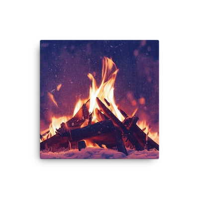 Lagerfeuer im Winter - Campingtrip Foto - Dünne Leinwand camping xxx 40.6 x 40.6 cm