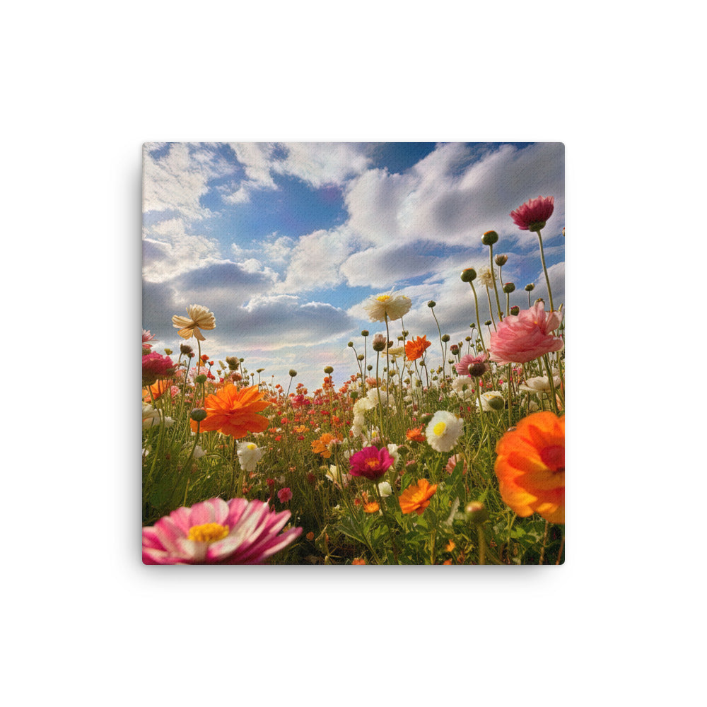 Blumenfeld und Sonnenschein - Dünne Leinwand camping xxx 40.6 x 40.6 cm