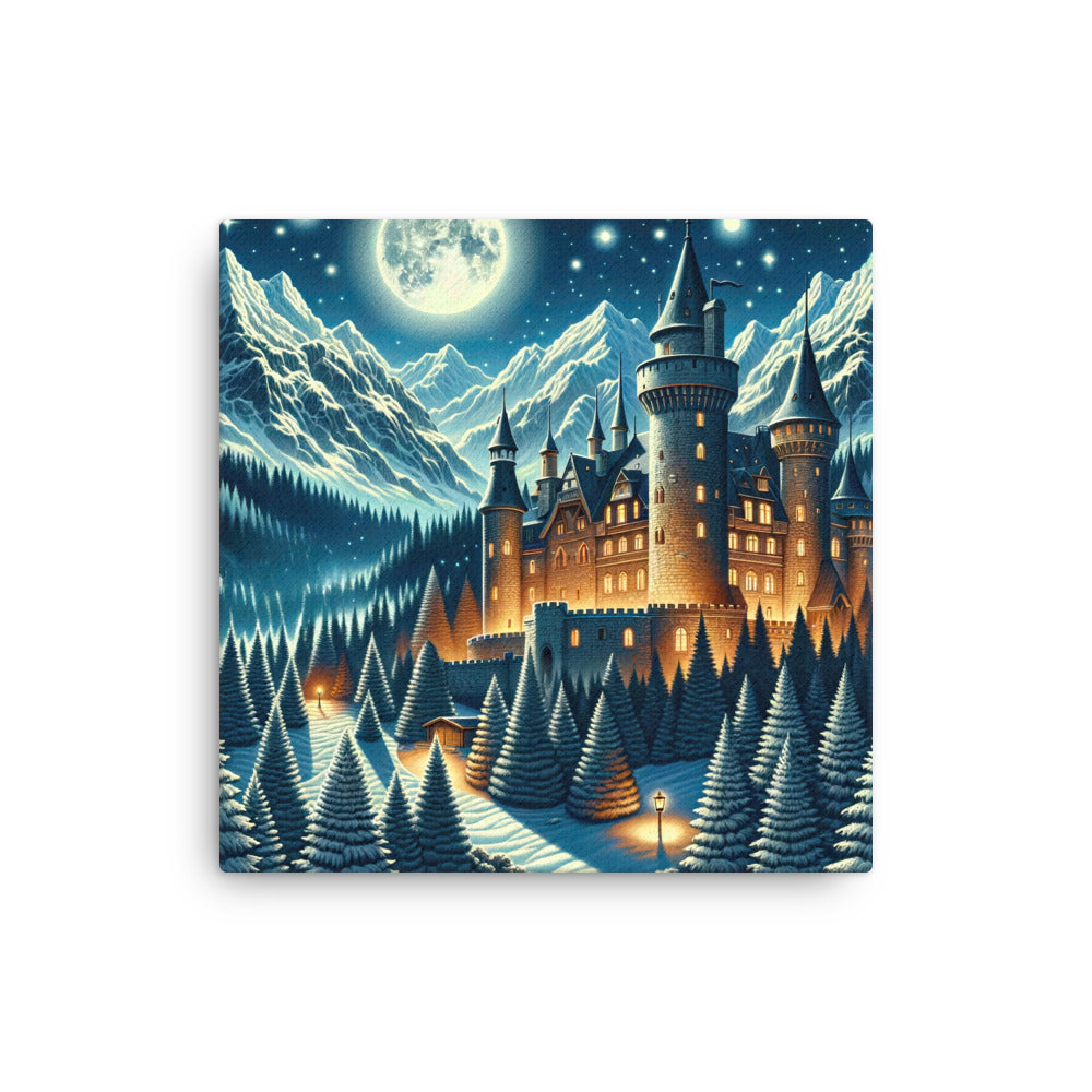 Mondhelle Schlossnacht in den Alpen, sternenklarer Himmel - Dünne Leinwand berge xxx yyy zzz 40.6 x 40.6 cm