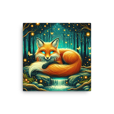 Bezaubernder Fuchs auf erleuchteter mystischer Waldlichtung - Dünne Leinwand camping xxx yyy zzz 40.6 x 40.6 cm