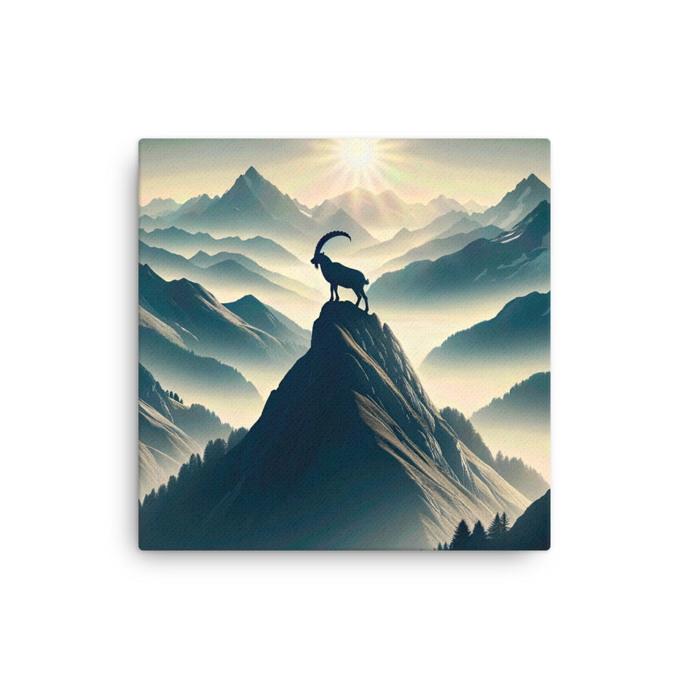 Morgendlicher Steinbock auf Alpengipfel, steile Berghänge - Dünne Leinwand berge xxx yyy zzz 40.6 x 40.6 cm