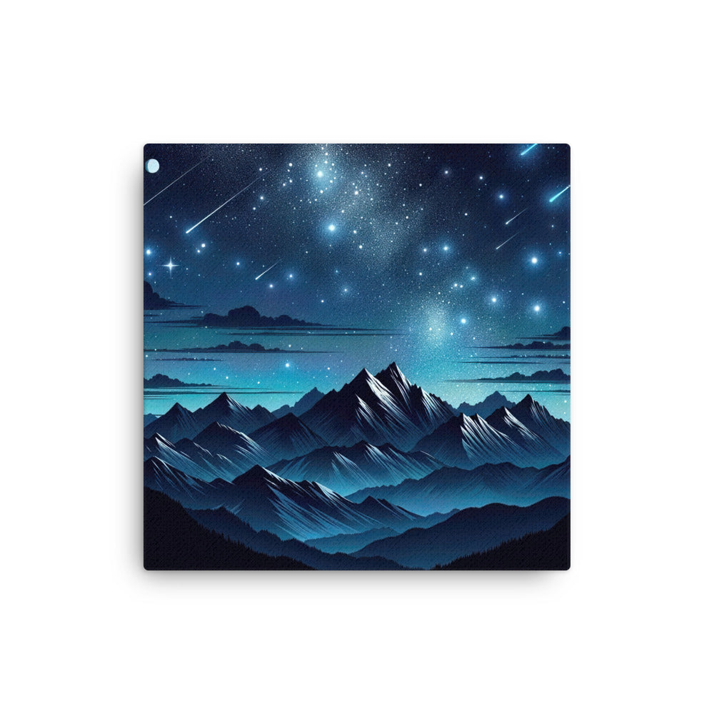 Alpen unter Sternenhimmel mit glitzernden Sternen und Meteoren - Dünne Leinwand berge xxx yyy zzz 40.6 x 40.6 cm