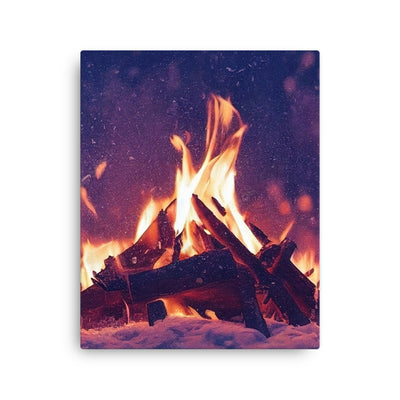 Lagerfeuer im Winter - Campingtrip Foto - Dünne Leinwand camping xxx 40.6 x 50.8 cm