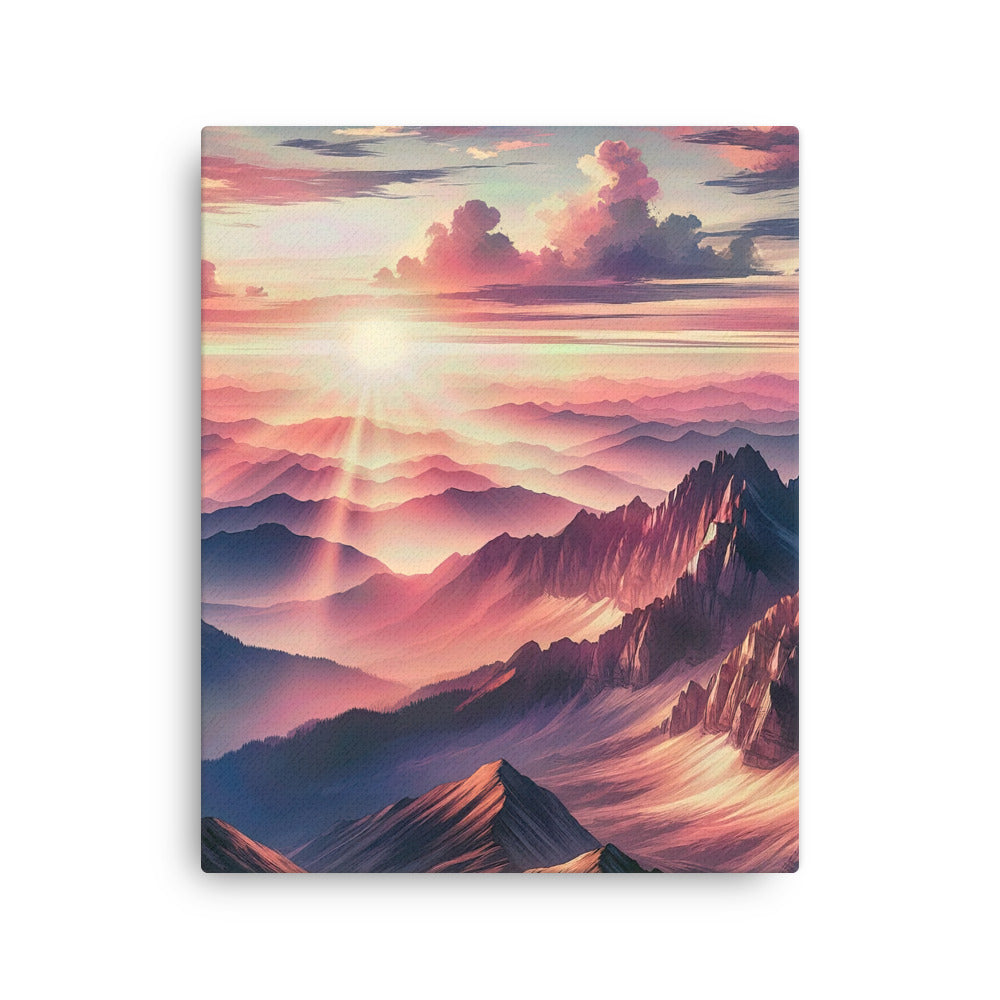 Schöne Berge bei Sonnenaufgang: Malerei in Pastelltönen - Dünne Leinwand berge xxx yyy zzz 40.6 x 50.8 cm