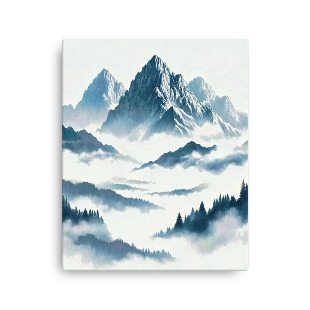 Nebeliger Alpenmorgen-Essenz, verdeckte Täler und Wälder - Dünne Leinwand berge xxx yyy zzz 40.6 x 50.8 cm