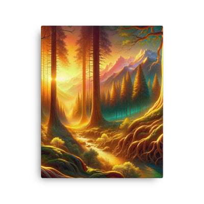 Golden-Stunde Alpenwald, Sonnenlicht durch Blätterdach - Dünne Leinwand camping xxx yyy zzz 40.6 x 50.8 cm