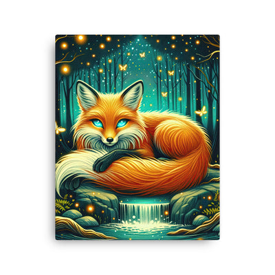 Bezaubernder Fuchs auf erleuchteter mystischer Waldlichtung - Dünne Leinwand camping xxx yyy zzz 40.6 x 50.8 cm