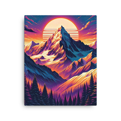 Lebendiger Alpen-Sonnenuntergang, schneebedeckte Gipfel in warmen Tönen - Dünne Leinwand berge xxx yyy zzz 40.6 x 50.8 cm