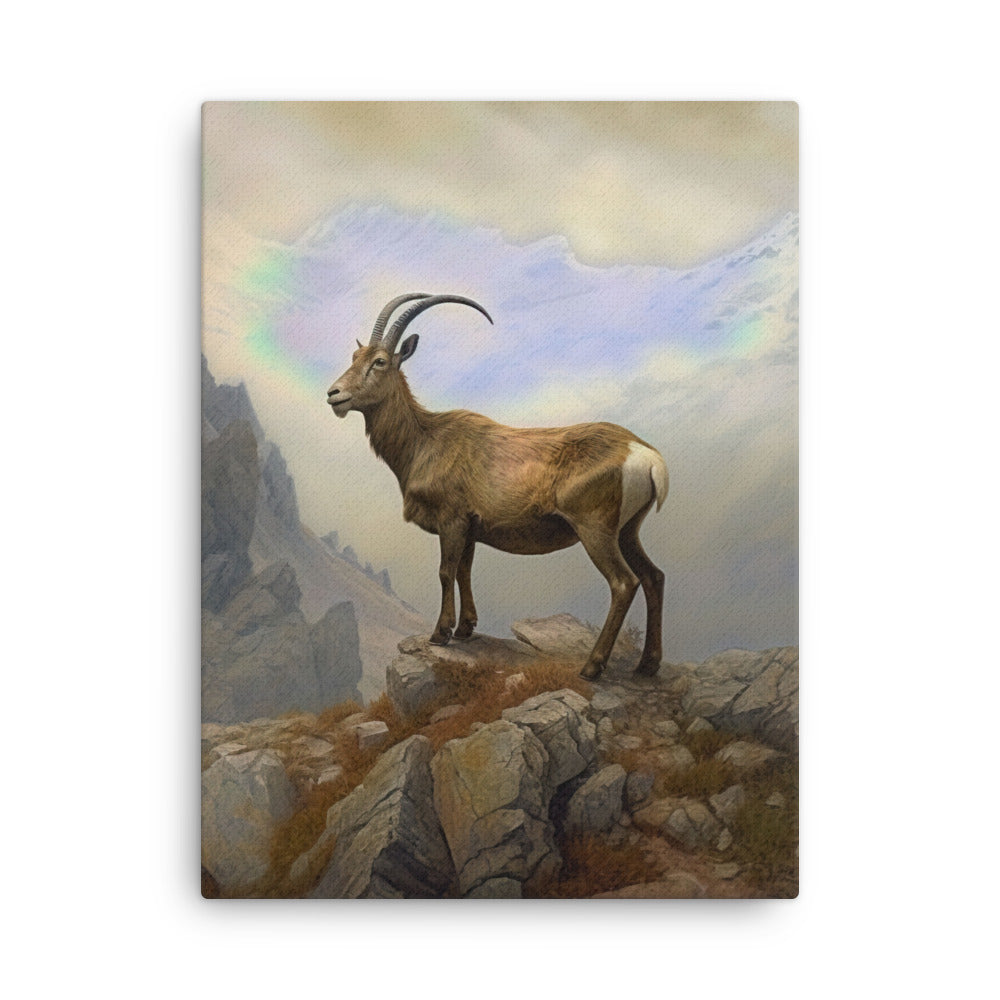 Steinbock am Berg - Wunderschöne Malerei - Dünne Leinwand berge xxx 45.7 x 61 cm