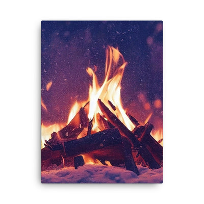 Lagerfeuer im Winter - Campingtrip Foto - Dünne Leinwand camping xxx 45.7 x 61 cm