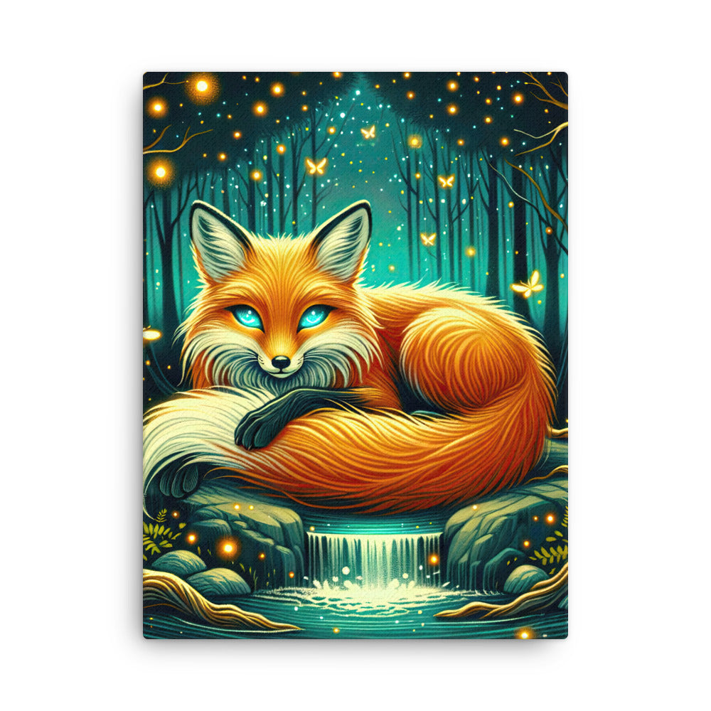 Bezaubernder Fuchs auf erleuchteter mystischer Waldlichtung - Dünne Leinwand camping xxx yyy zzz 45.7 x 61 cm