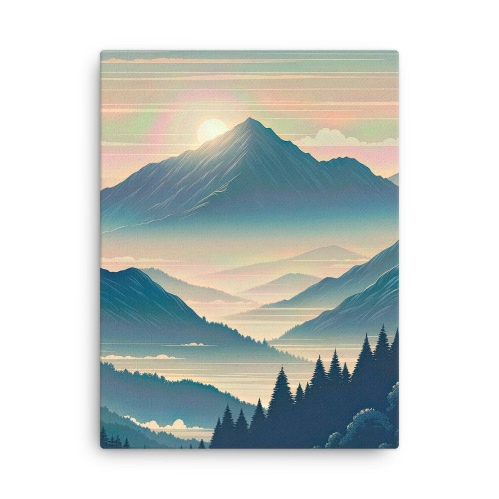 Bergszene bei Morgendämmerung, erste Sonnenstrahlen auf Bergrücken - Dünne Leinwand berge xxx yyy zzz 45.7 x 61 cm