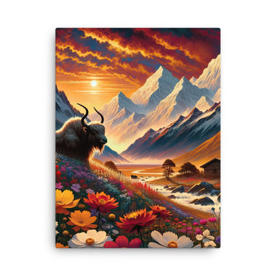 Magischer Alpenabend mit Hochlandkuh und goldener Sonnenkulisse - Dünne Leinwand berge xxx yyy zzz 45.7 x 61 cm