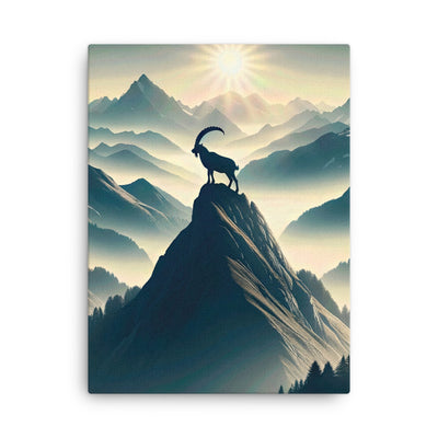 Morgendlicher Steinbock auf Alpengipfel, steile Berghänge - Dünne Leinwand berge xxx yyy zzz 45.7 x 61 cm