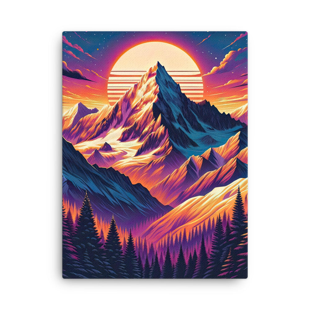 Lebendiger Alpen-Sonnenuntergang, schneebedeckte Gipfel in warmen Tönen - Dünne Leinwand berge xxx yyy zzz 45.7 x 61 cm