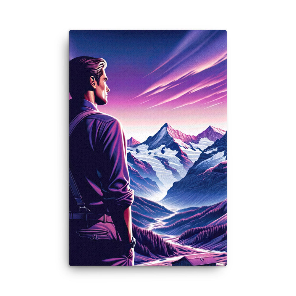 Wanderer in alpiner Dämmerung, schneebedeckte Gipfel ins Unendliche - Dünne Leinwand wandern xxx yyy zzz 61 x 91.4 cm