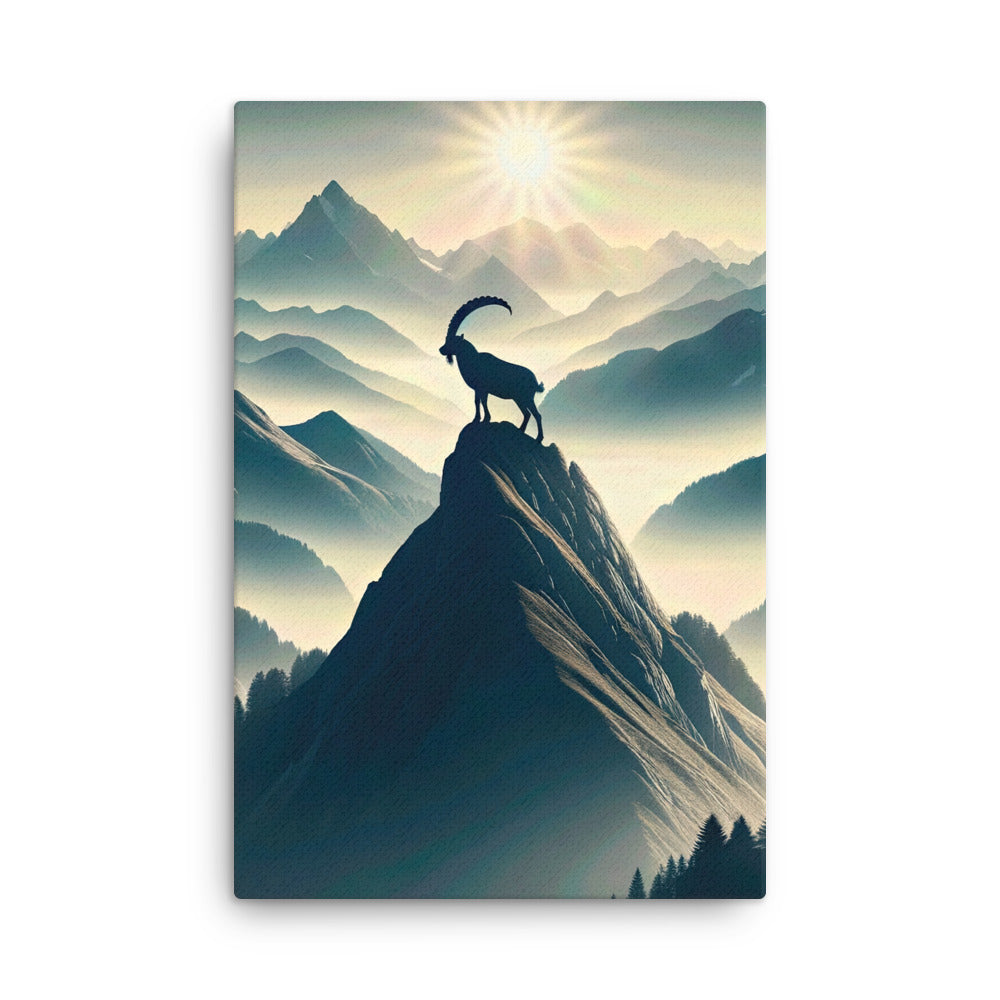 Morgendlicher Steinbock auf Alpengipfel, steile Berghänge - Dünne Leinwand berge xxx yyy zzz 61 x 91.4 cm