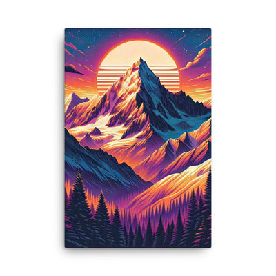 Lebendiger Alpen-Sonnenuntergang, schneebedeckte Gipfel in warmen Tönen - Dünne Leinwand berge xxx yyy zzz 61 x 91.4 cm