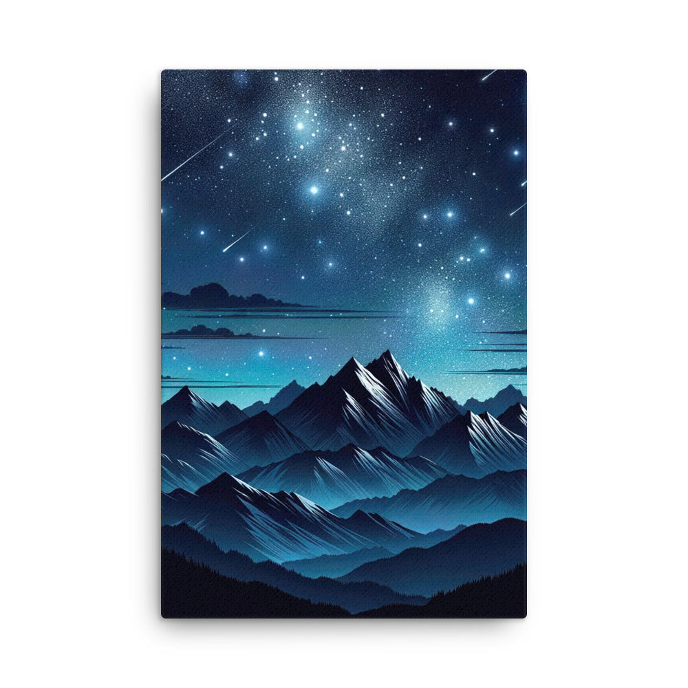 Alpen unter Sternenhimmel mit glitzernden Sternen und Meteoren - Dünne Leinwand berge xxx yyy zzz 61 x 91.4 cm