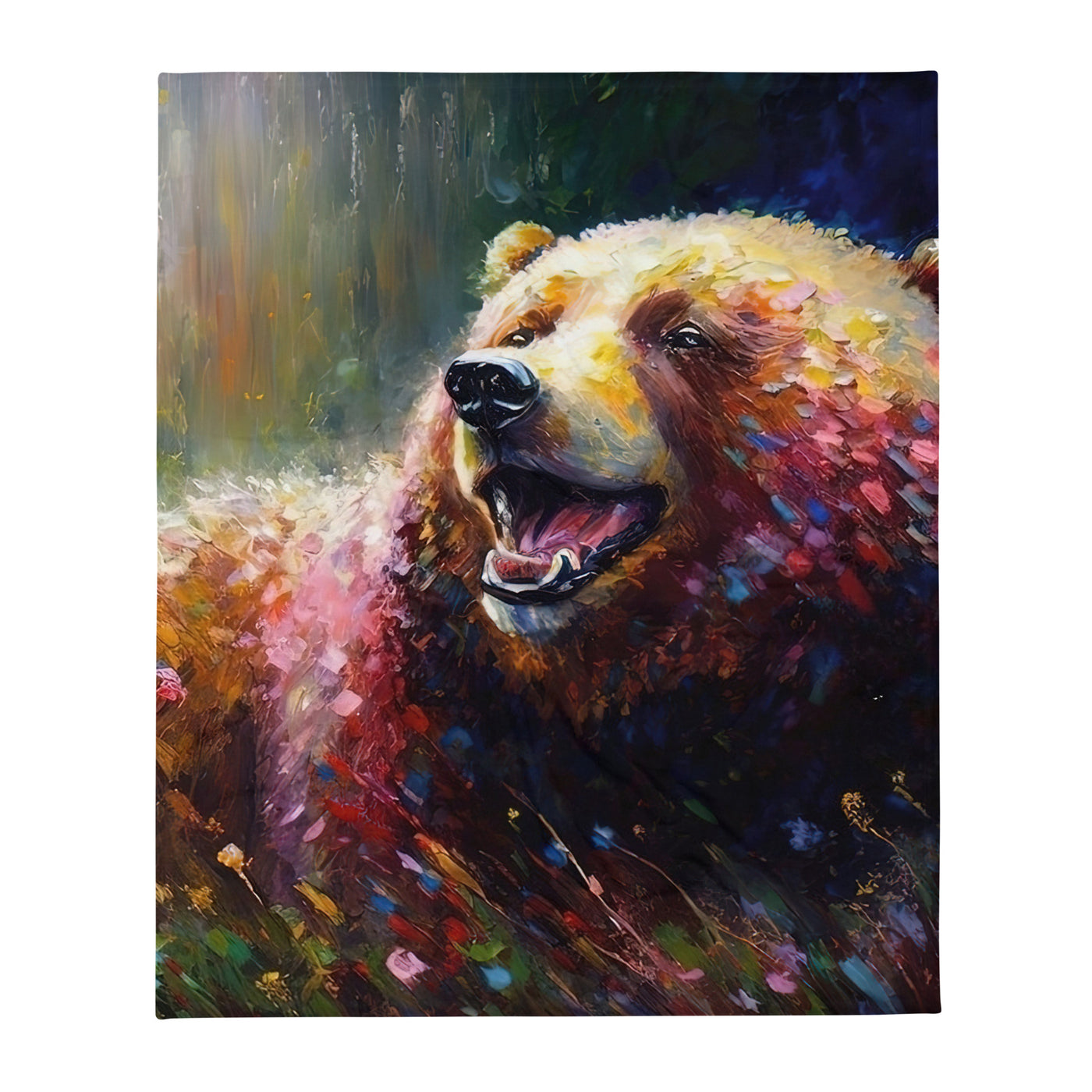 Süßer Bär - Ölmalerei - Überwurfdecke camping xxx 127 x 152.4 cm