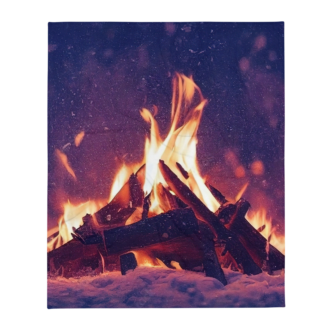 Lagerfeuer im Winter - Campingtrip Foto - Überwurfdecke camping xxx 127 x 152.4 cm