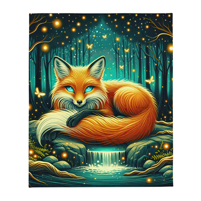 Bezaubernder Fuchs auf erleuchteter mystischer Waldlichtung - Überwurfdecke camping xxx yyy zzz 127 x 152.4 cm