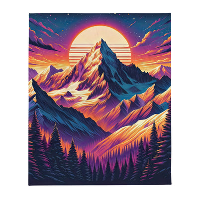 Lebendiger Alpen-Sonnenuntergang, schneebedeckte Gipfel in warmen Tönen - Überwurfdecke berge xxx yyy zzz 127 x 152.4 cm