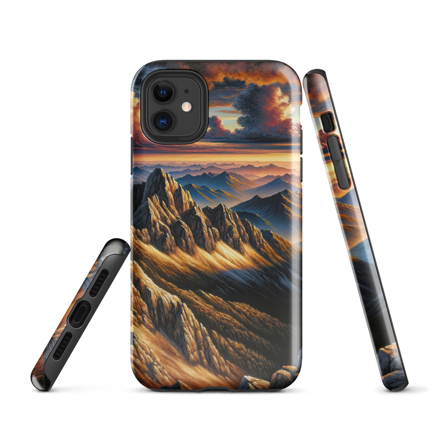 Alpen in Abenddämmerung: Acrylgemälde mit beleuchteten Berggipfeln - iPhone Schutzhülle (robust) berge xxx yyy zzz iPhone 11