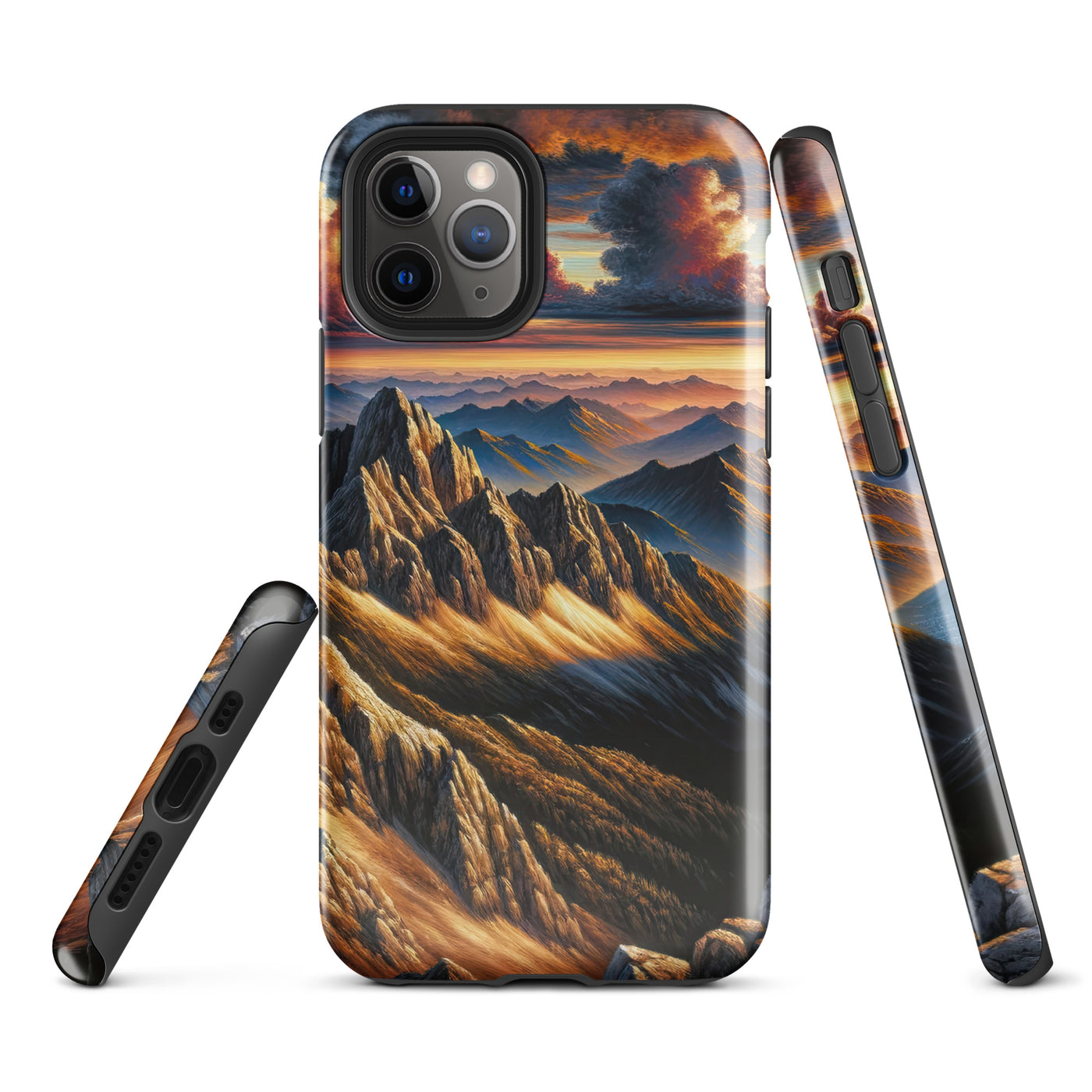 Alpen in Abenddämmerung: Acrylgemälde mit beleuchteten Berggipfeln - iPhone Schutzhülle (robust) berge xxx yyy zzz iPhone 11 Pro