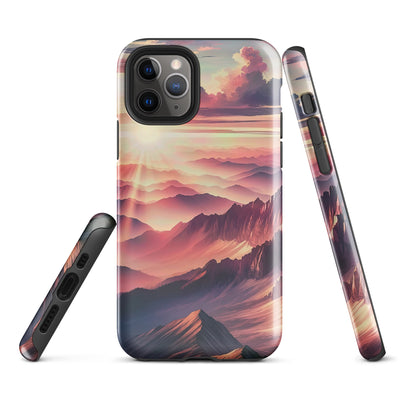 Schöne Berge bei Sonnenaufgang: Malerei in Pastelltönen - iPhone Schutzhülle (robust) berge xxx yyy zzz iPhone 11 Pro