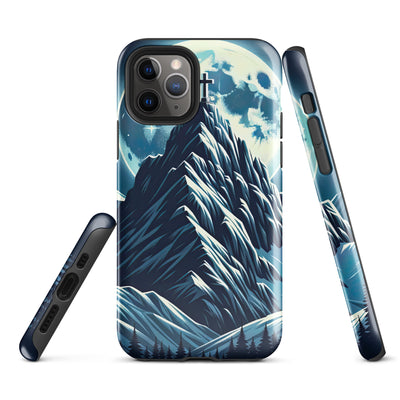 Mondnacht und Gipfelkreuz in den Alpen, glitzernde Schneegipfel - iPhone Schutzhülle (robust) berge xxx yyy zzz iPhone 11 Pro