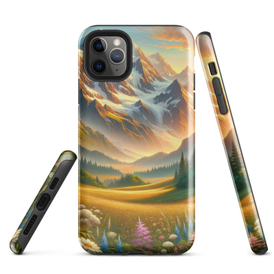 Heitere Alpenschönheit: Schneeberge und Wildblumenwiesen - iPhone Schutzhülle (robust) berge xxx yyy zzz iPhone 11 Pro Max