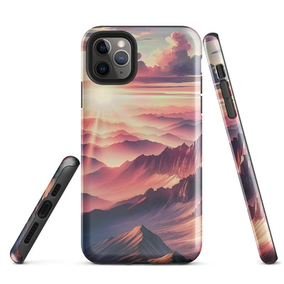 Schöne Berge bei Sonnenaufgang: Malerei in Pastelltönen - iPhone Schutzhülle (robust) berge xxx yyy zzz iPhone 11 Pro Max