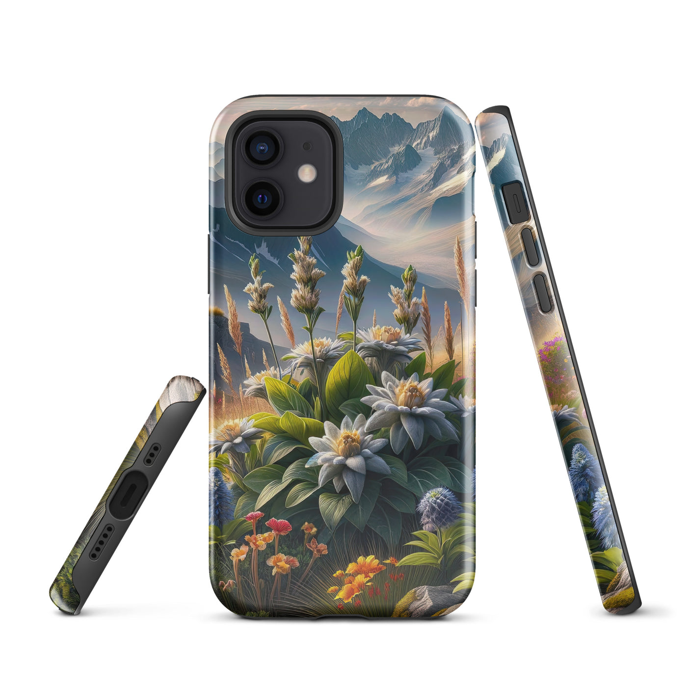 Alpine Flora: Digitales Kunstwerk mit lebendigen Blumen - iPhone Schutzhülle (robust) berge xxx yyy zzz iPhone 12