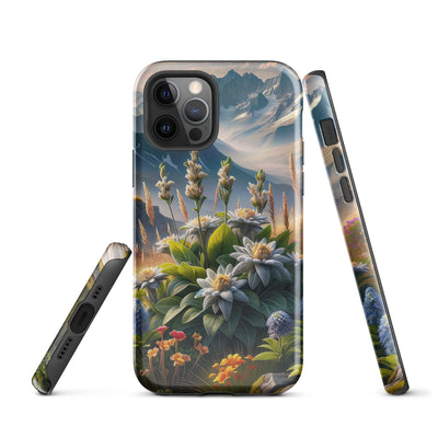 Alpine Flora: Digitales Kunstwerk mit lebendigen Blumen - iPhone Schutzhülle (robust) berge xxx yyy zzz iPhone 12 Pro