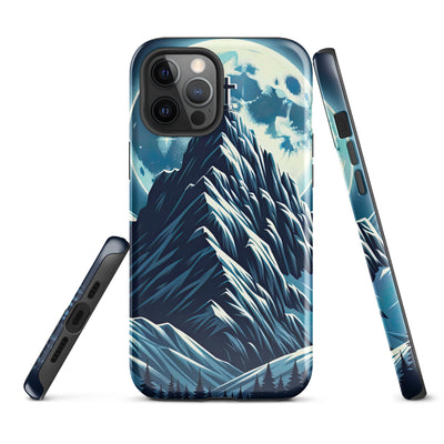 Mondnacht und Gipfelkreuz in den Alpen, glitzernde Schneegipfel - iPhone Schutzhülle (robust) berge xxx yyy zzz iPhone 12 Pro Max