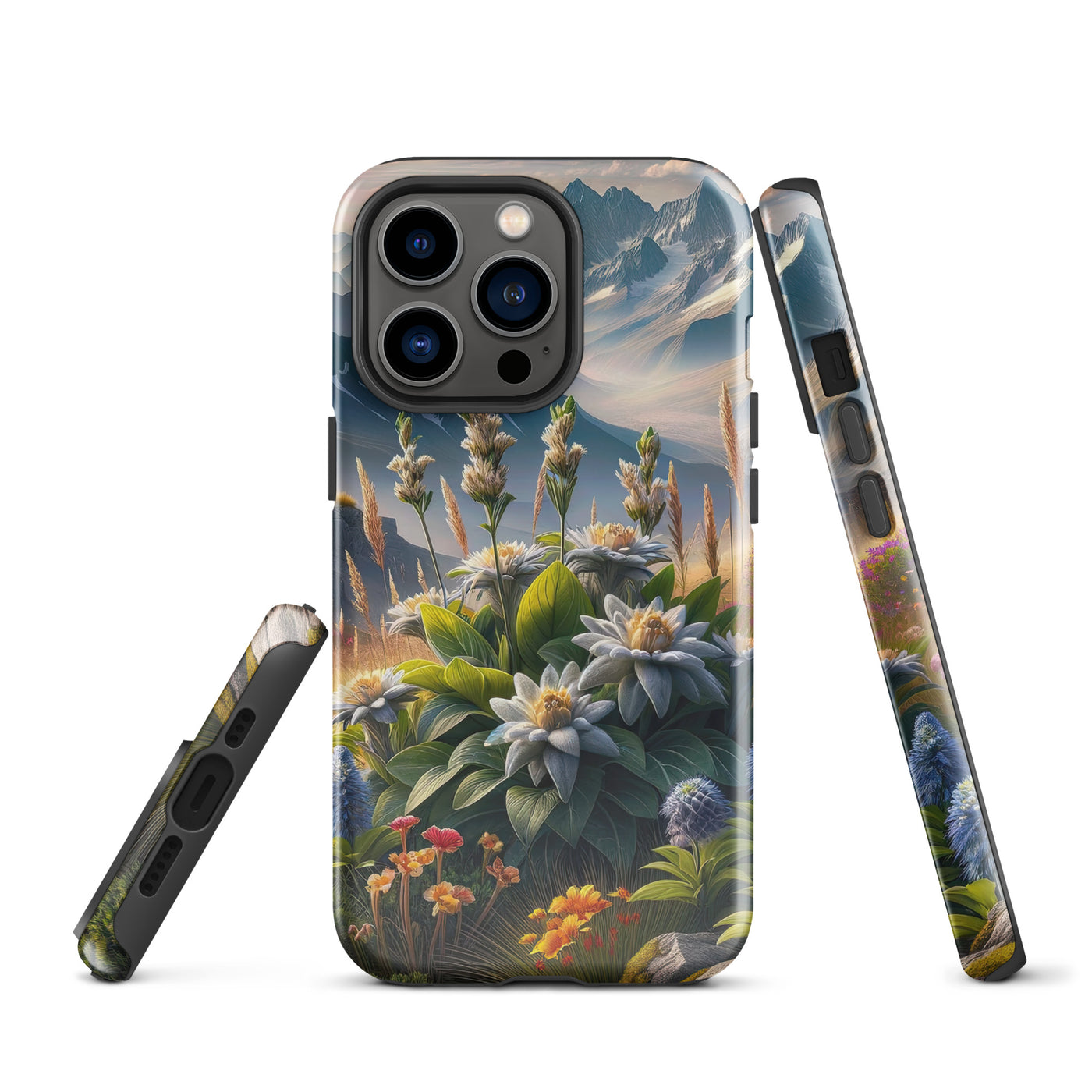 Alpine Flora: Digitales Kunstwerk mit lebendigen Blumen - iPhone Schutzhülle (robust) berge xxx yyy zzz iPhone 13 Pro