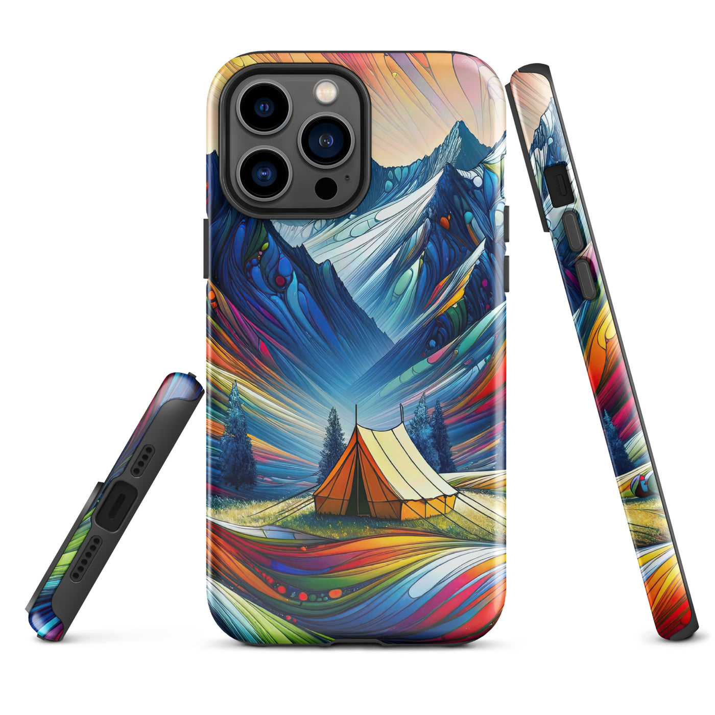 Surreale Alpen in abstrakten Farben, dynamische Formen der Landschaft - iPhone Schutzhülle (robust) camping xxx yyy zzz iPhone 13 Pro Max