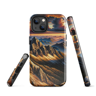 Alpen in Abenddämmerung: Acrylgemälde mit beleuchteten Berggipfeln - iPhone Schutzhülle (robust) berge xxx yyy zzz iPhone 14