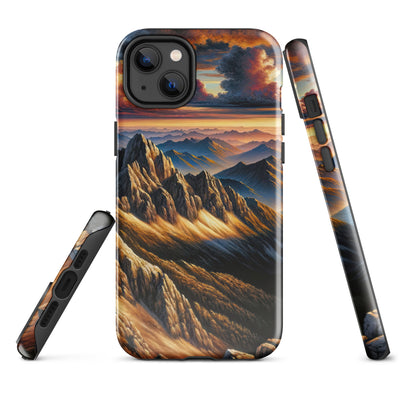 Alpen in Abenddämmerung: Acrylgemälde mit beleuchteten Berggipfeln - iPhone Schutzhülle (robust) berge xxx yyy zzz iPhone 14 Plus