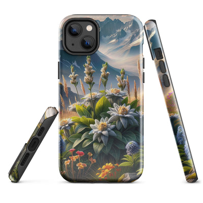 Alpine Flora: Digitales Kunstwerk mit lebendigen Blumen - iPhone Schutzhülle (robust) berge xxx yyy zzz iPhone 14 Plus