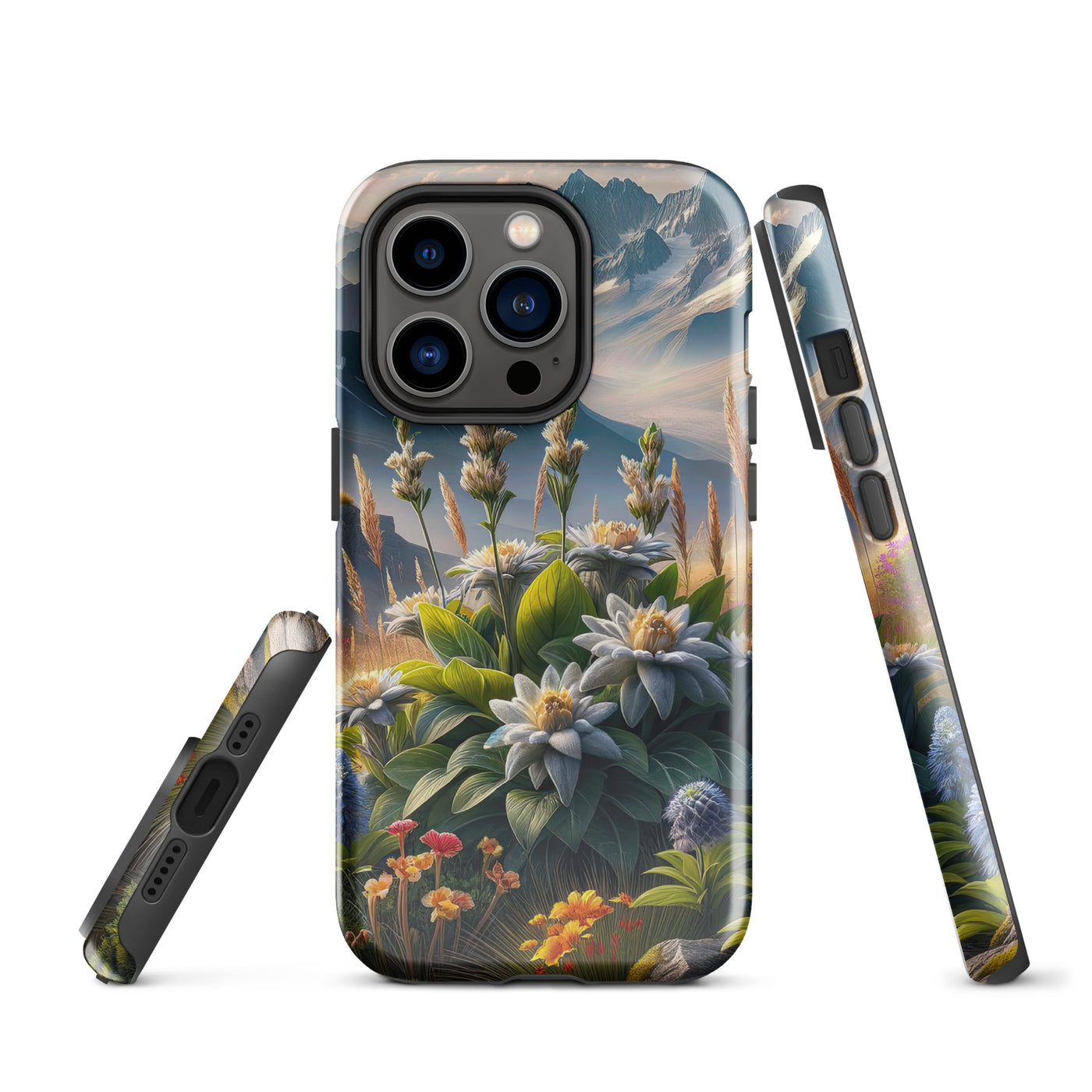 Alpine Flora: Digitales Kunstwerk mit lebendigen Blumen - iPhone Schutzhülle (robust) berge xxx yyy zzz iPhone 14 Pro