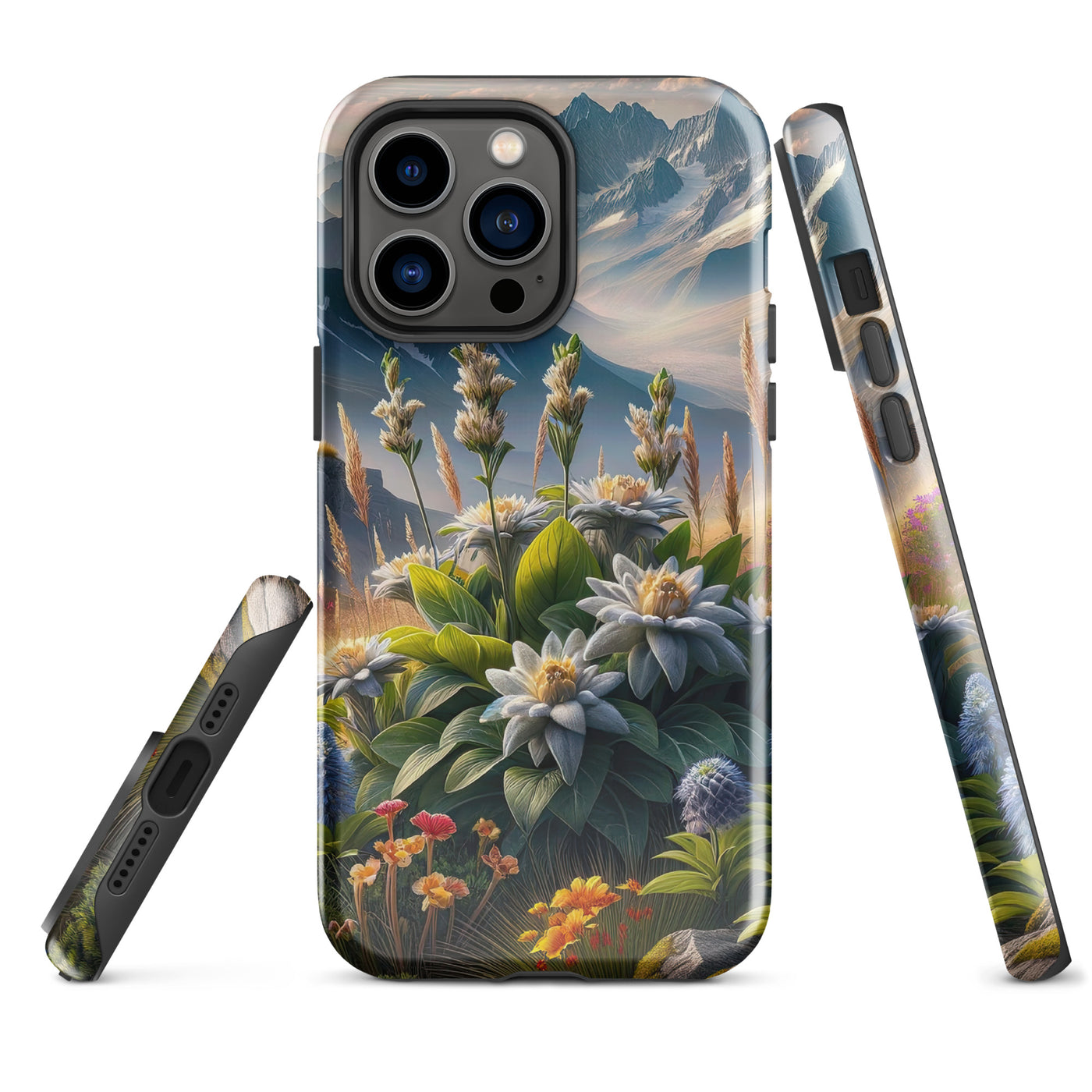 Alpine Flora: Digitales Kunstwerk mit lebendigen Blumen - iPhone Schutzhülle (robust) berge xxx yyy zzz iPhone 14 Pro Max