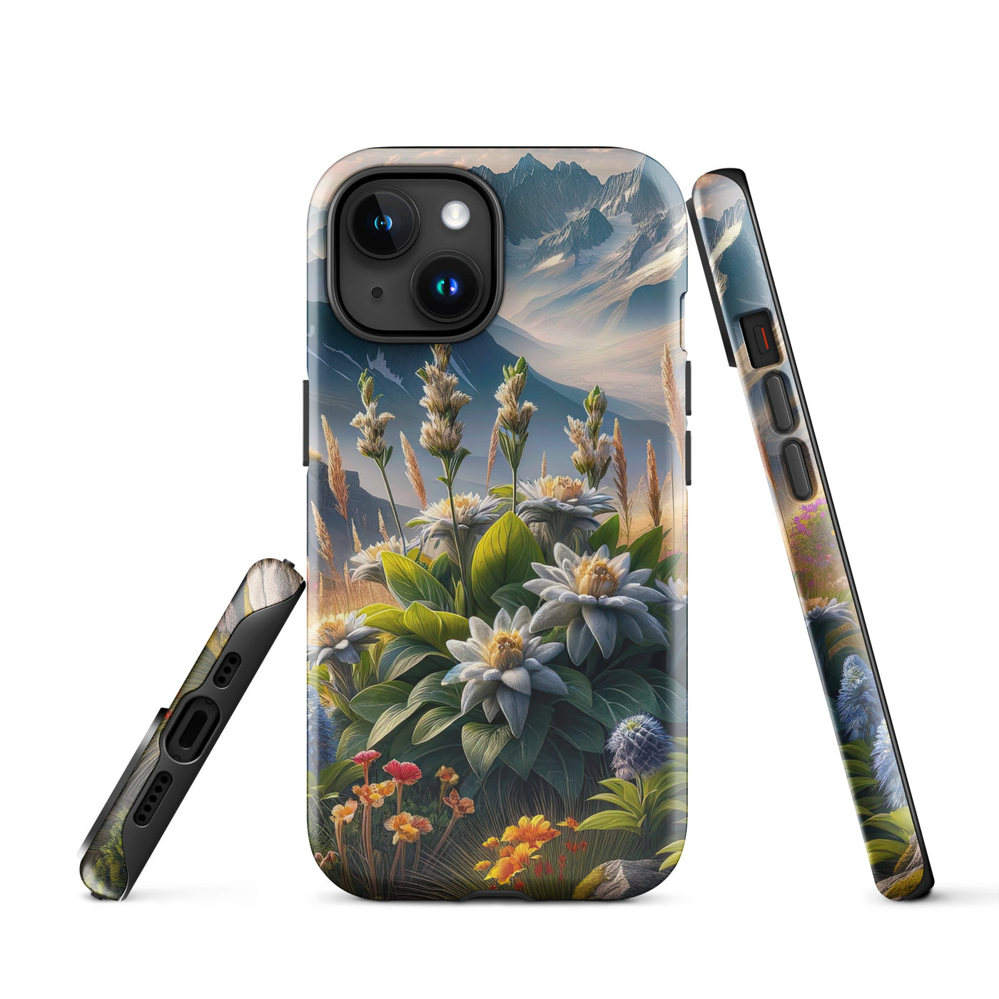 Alpine Flora: Digitales Kunstwerk mit lebendigen Blumen - iPhone Schutzhülle (robust) berge xxx yyy zzz iPhone 15