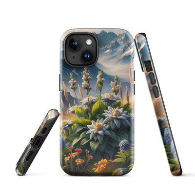 Alpine Flora: Digitales Kunstwerk mit lebendigen Blumen - iPhone Schutzhülle (robust) berge xxx yyy zzz iPhone 15