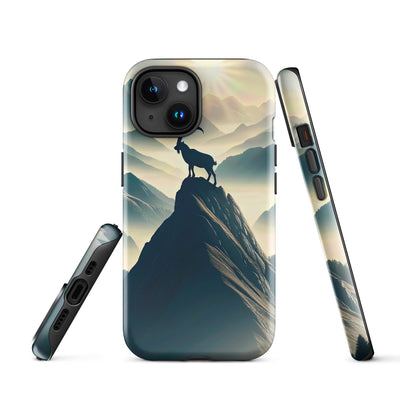 Morgendlicher Steinbock auf Alpengipfel, steile Berghänge - iPhone Schutzhülle (robust) berge xxx yyy zzz iPhone 15