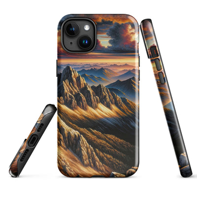 Alpen in Abenddämmerung: Acrylgemälde mit beleuchteten Berggipfeln - iPhone Schutzhülle (robust) berge xxx yyy zzz iPhone 15 Plus