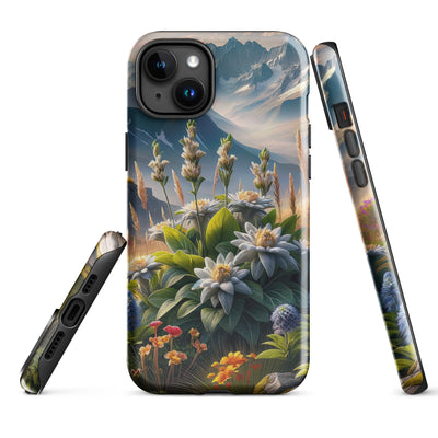 Alpine Flora: Digitales Kunstwerk mit lebendigen Blumen - iPhone Schutzhülle (robust) berge xxx yyy zzz iPhone 15 Plus