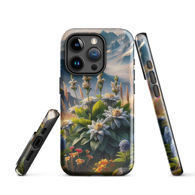 Alpine Flora: Digitales Kunstwerk mit lebendigen Blumen - iPhone Schutzhülle (robust) berge xxx yyy zzz iPhone 15 Pro